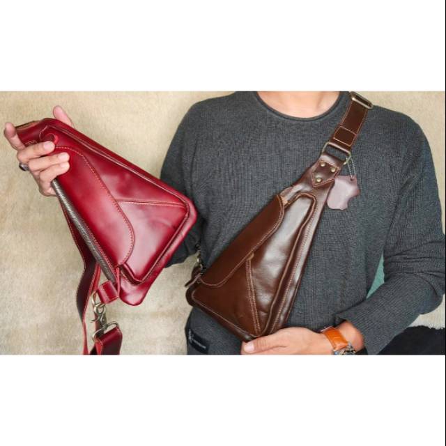 Tas kulit Pistol weistbag pria