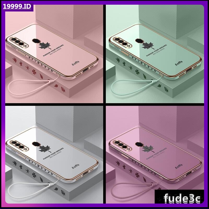 OPPO A31 Case A15s A15 A9 2020 A5 2020 A16 A54 A52 A92 A72 A3S Maple Leaf Illustration with Lanyard Phone Case FY-1