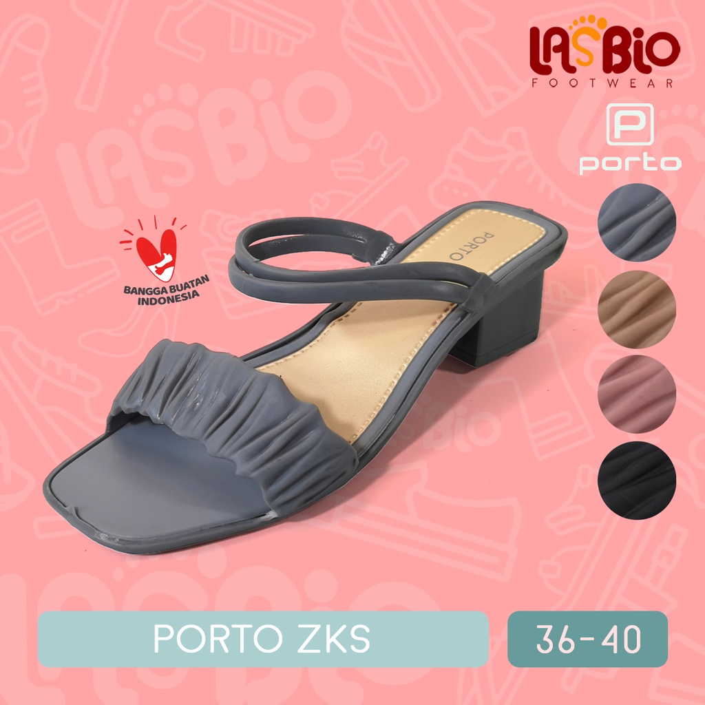 Porto Sandal Block Heels Karet Wanita Hak Tahu ZKS