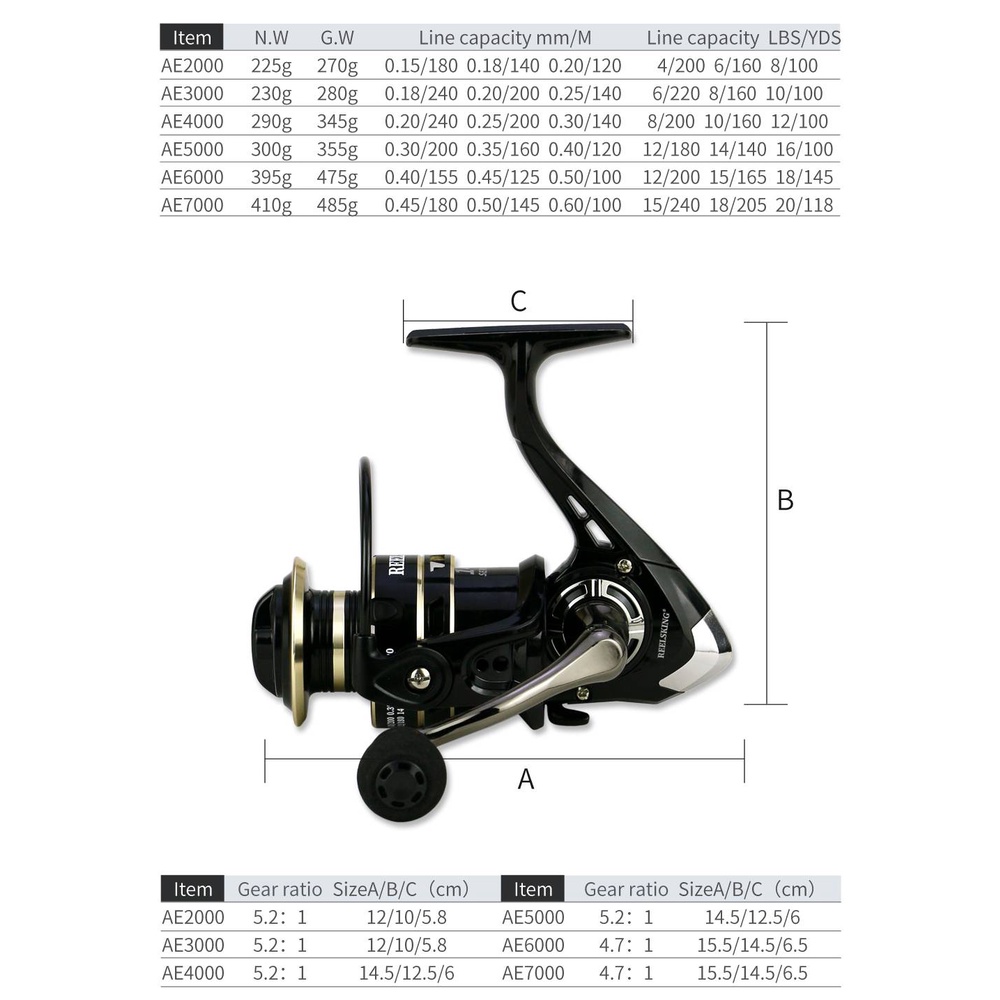 SHILIHUI Reel Pancing 2000 7000 5.2: 1 / 4.7: 1 Ril 3000 Rill 4000 Max Drag 10kg Gagang Metal Warna Hitam / Emas Rell 5000 Rel 6000