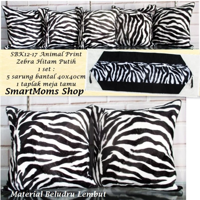 SARUNG BANTAL SOFA KURSI MINIMALIS MODERN ZEBRA HITAM PUTIH