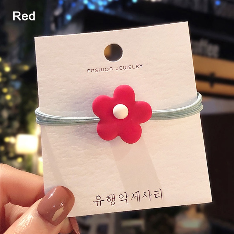 OVERFLOWS.ID Tali Rambut Bunga Ala Korea Kuncir Ikat Rambut Daisy Import-Bunga BULAT Hijau