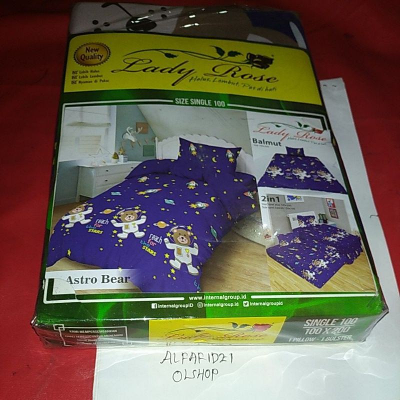 sprei lady rose astro bear / sprei lady rose single 100*200