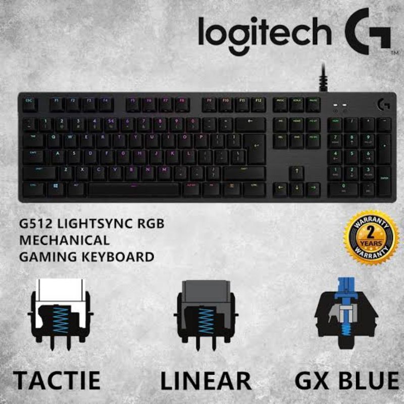 Logitech G512 Carbon Mechanical GX Blue Switch Gaming Keyboard RGB Logitech ORIGINAL