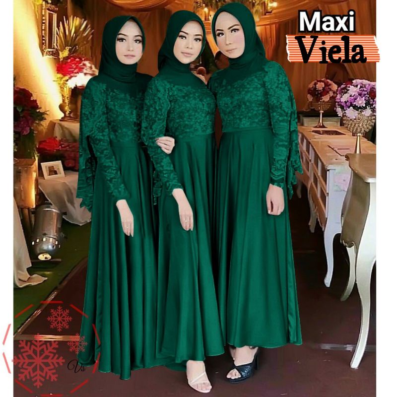 BAJU DRESS GAMIS BROKAT BRUKAT TULANG LENGAN PANJANG FASHION WANITA MUSLIM UMROH KONDANGAN SERAGAM B