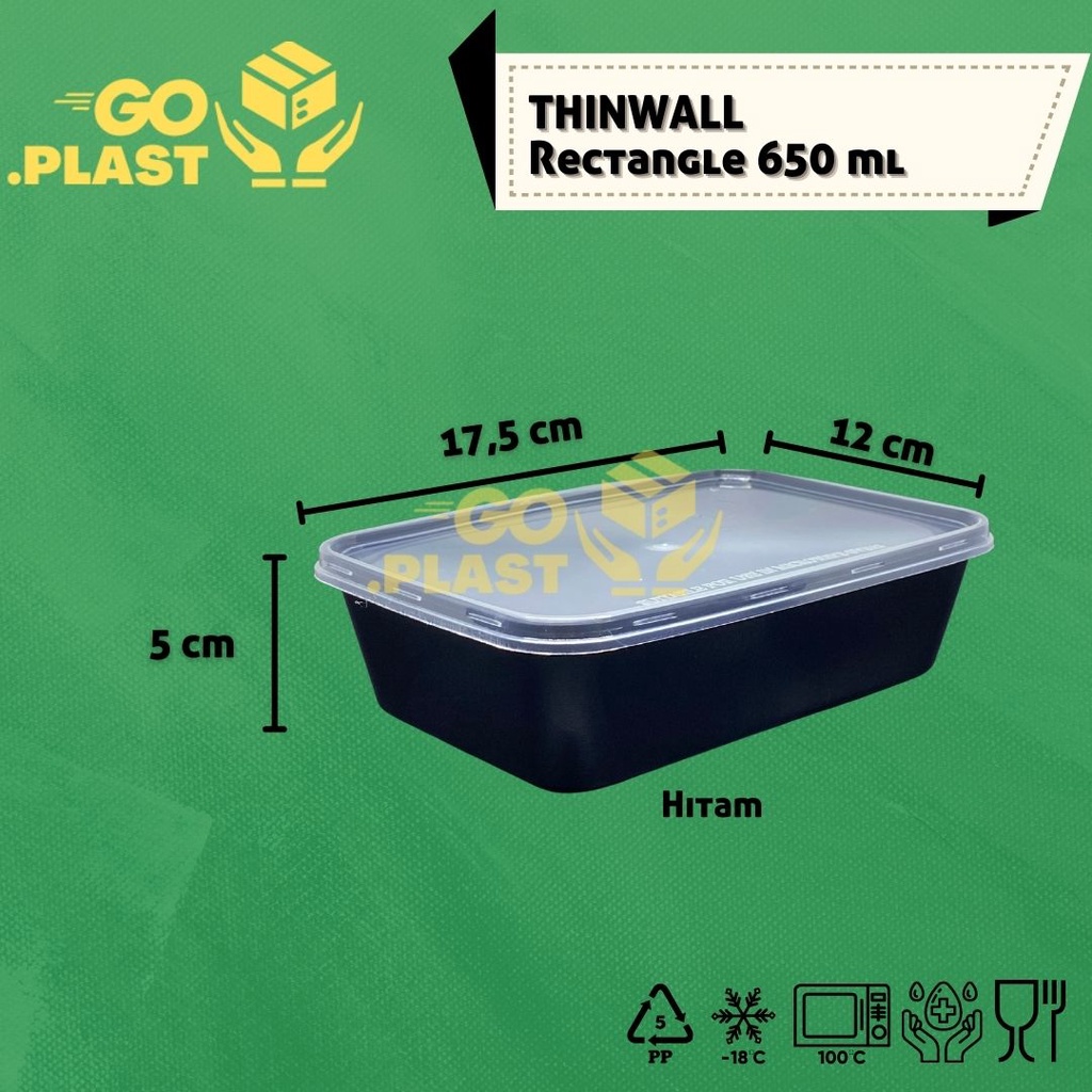 THINWALL 650 ML WARNA / KOTAK MAKAN PLASTIK 650 ML WARNA 12 PCS