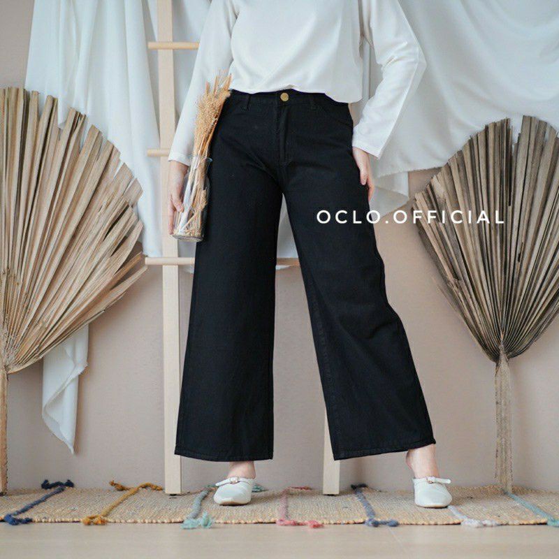 PROMO Celana Kulot Jeans Hitam Pazella Cullote Jeans By Oclo Official (jeans kulot by oclo official)