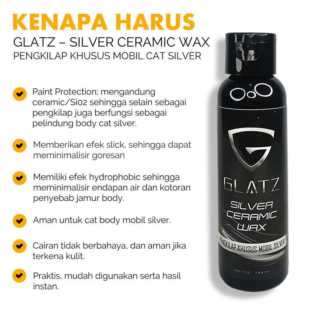 Pengkilap Mobil Silver GLATZ Silver Ceramic Wax Semi Nano Coating