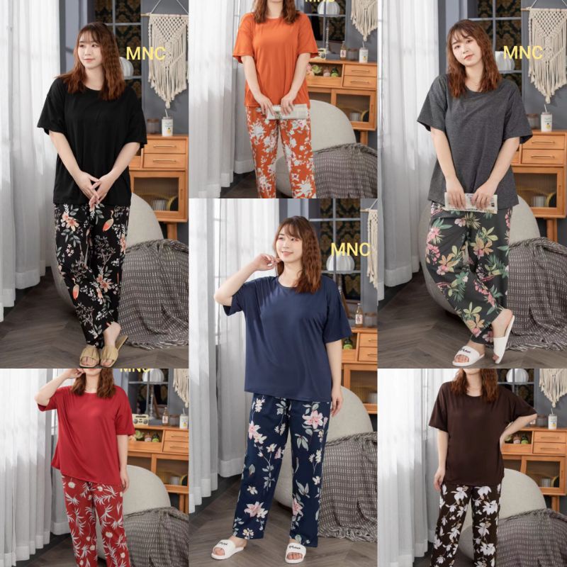 Piyama Cp wanita baju tidur lengan pendek import spandek super jumbo