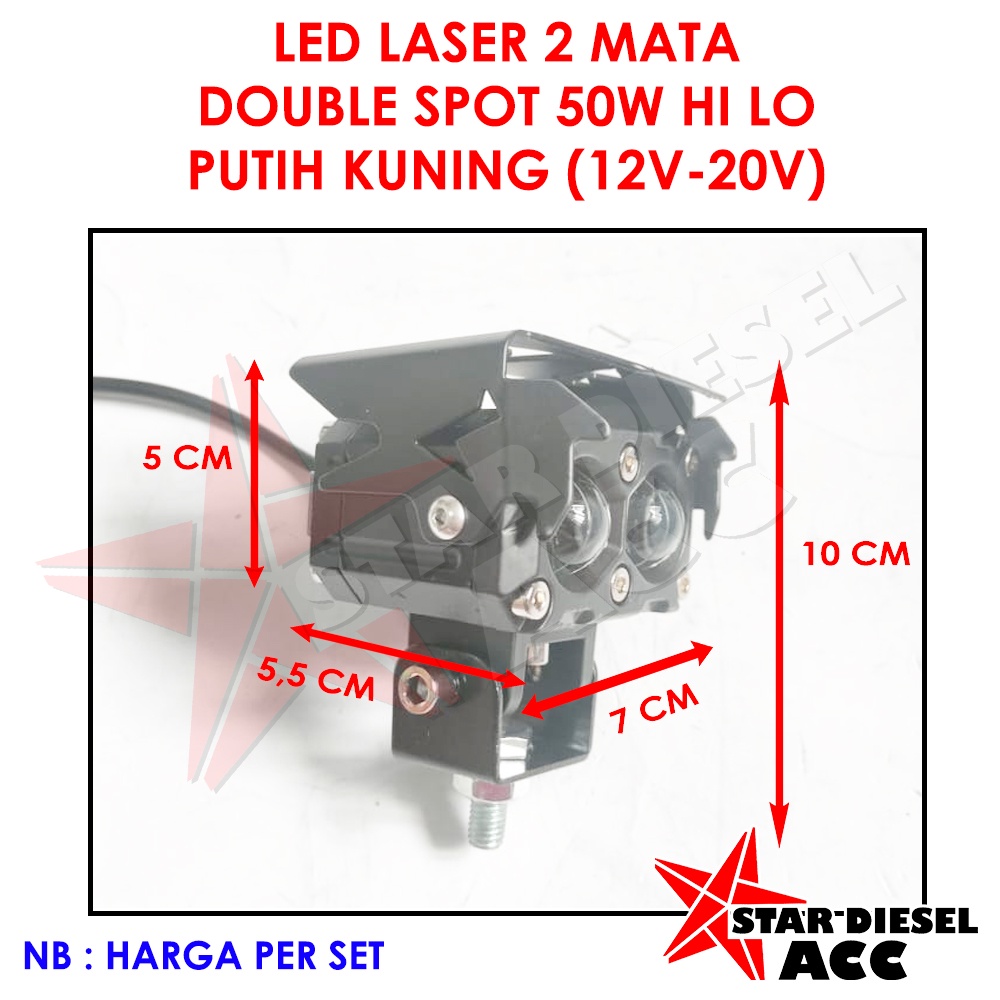 LED LASER LED 2 MATA MINI 50W PROJECTOR LASER LED MINI LASER DUA MATA LENSA KACA BUKAN PLASTIK