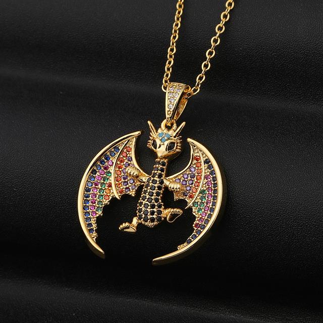 Ornamen tembaga warna Kweichow Moutai dinosaurus liontin dipersonalisasi hip hop kalung malam akseso