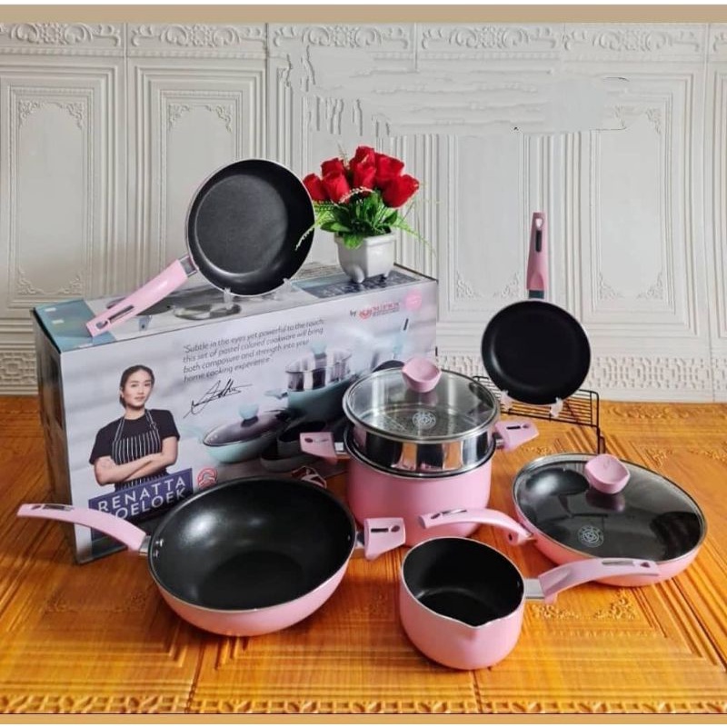 Panci Supra 9pcs Renatta Moeloek / Panci Serbaguna Supra / New Panci Supra 9pcs Pastel