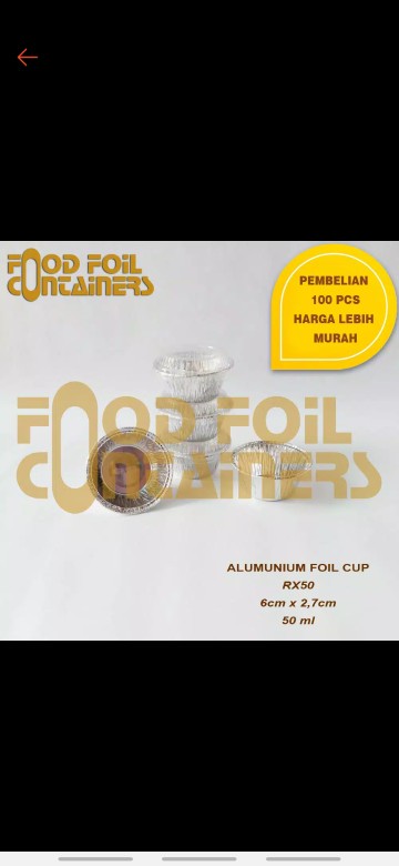 Alumunium Foil Cup Rx50