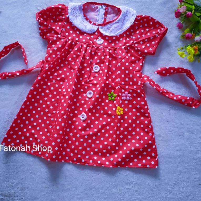 {MPW.01Jl22в} Dress anak 2 3 tahun polka kerah putih tali ( dress POLKA kerah tali )