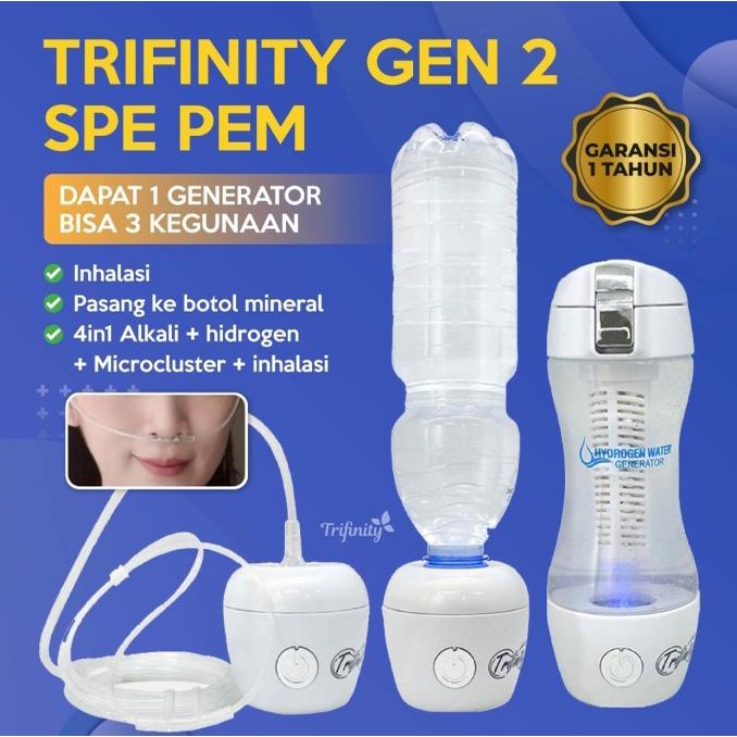 Botol hidrogen antioksidan alkali inhalasi inhaler trifinity generasi2