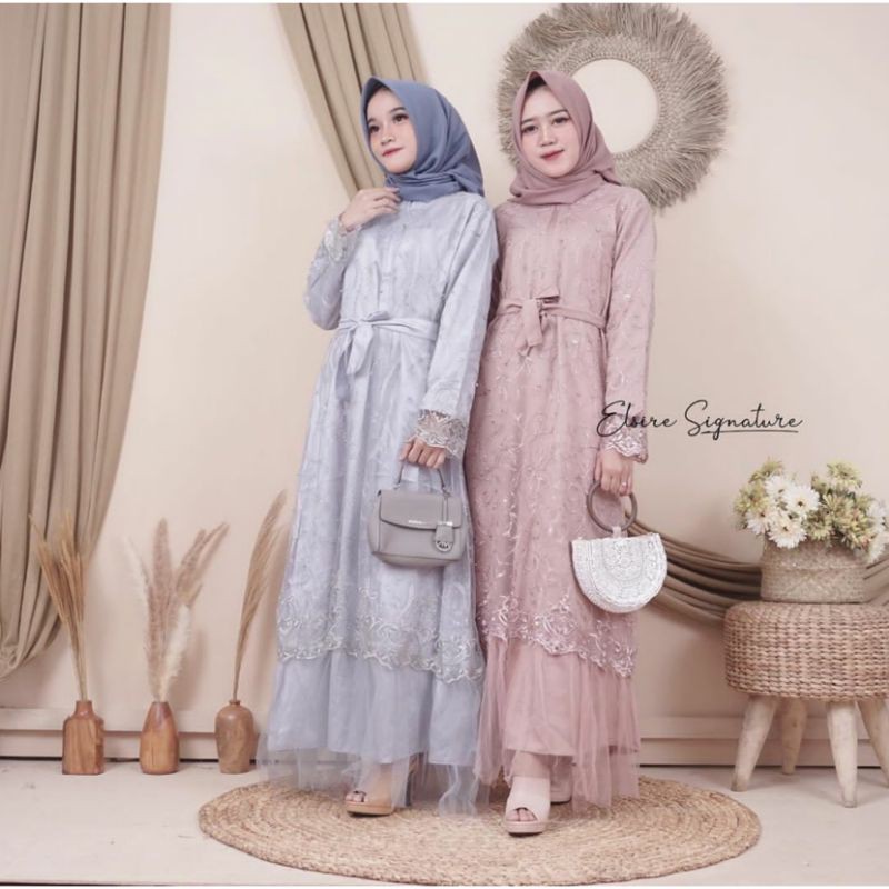 DANISHA DRESS JUMBO LD 120 (READY STOK) BROKAT TILE BUSUI FRIENDLY OOTD KONDANGAN OOTD LEBARAN