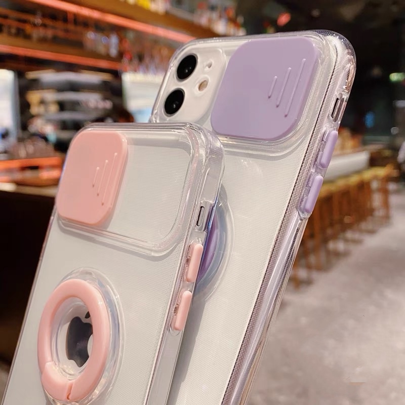 Transparent stand multifunctional case iphone 11 pro max 12/13 pro max Xs max XR 7plus/8plus lens protection fully enclosed shockproof case