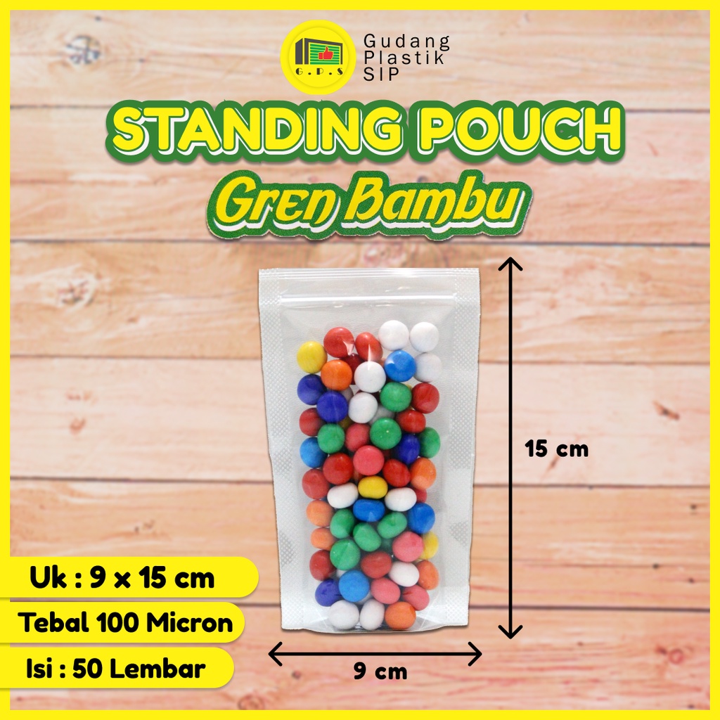 PLASTIK STANDING POUCH 9X15 CM / PLASTIK KLIP BERDIRI ISI 50