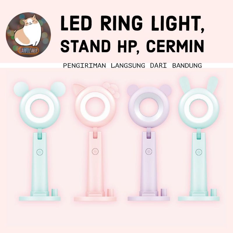 LED ring light, stand hp, cermin make up