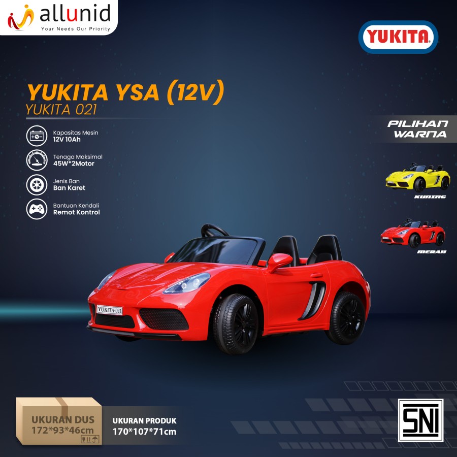 Mainan Anak Murah Mobil Aki Yukita YSA-021 12 V (bisa muat 2 orang dewasa)