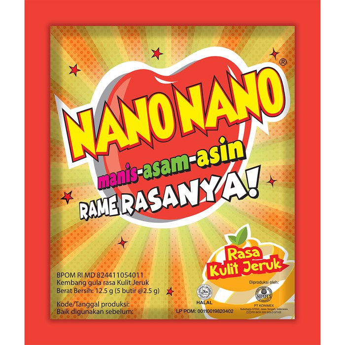 

NANO NANO rasa Kulit Jeruk 3 sachet Permen Manisan Buah HHR481