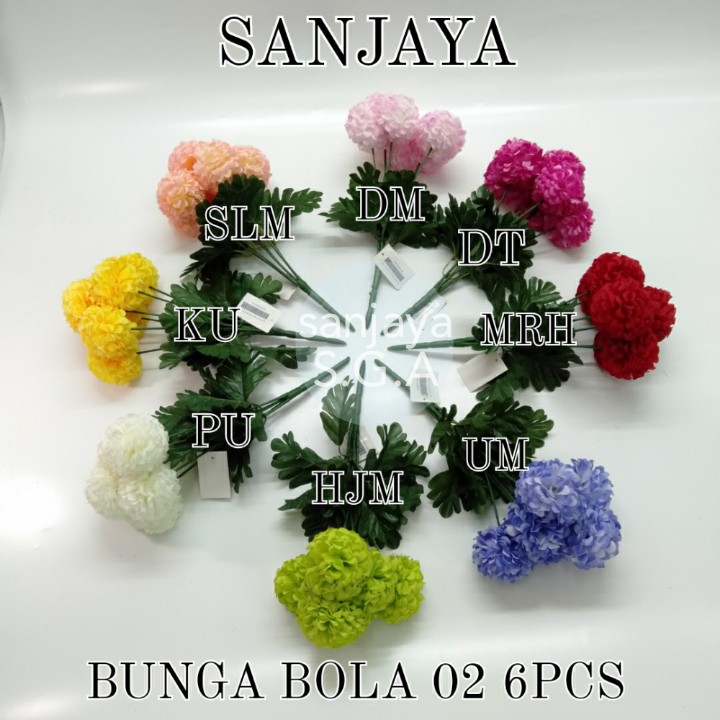 Bunga Bola Artificial / Bunga Bola Palsu / Bunga Bola Plastik / Bunga Hias Dekorasi / Bunga Bola 02 6Pcs