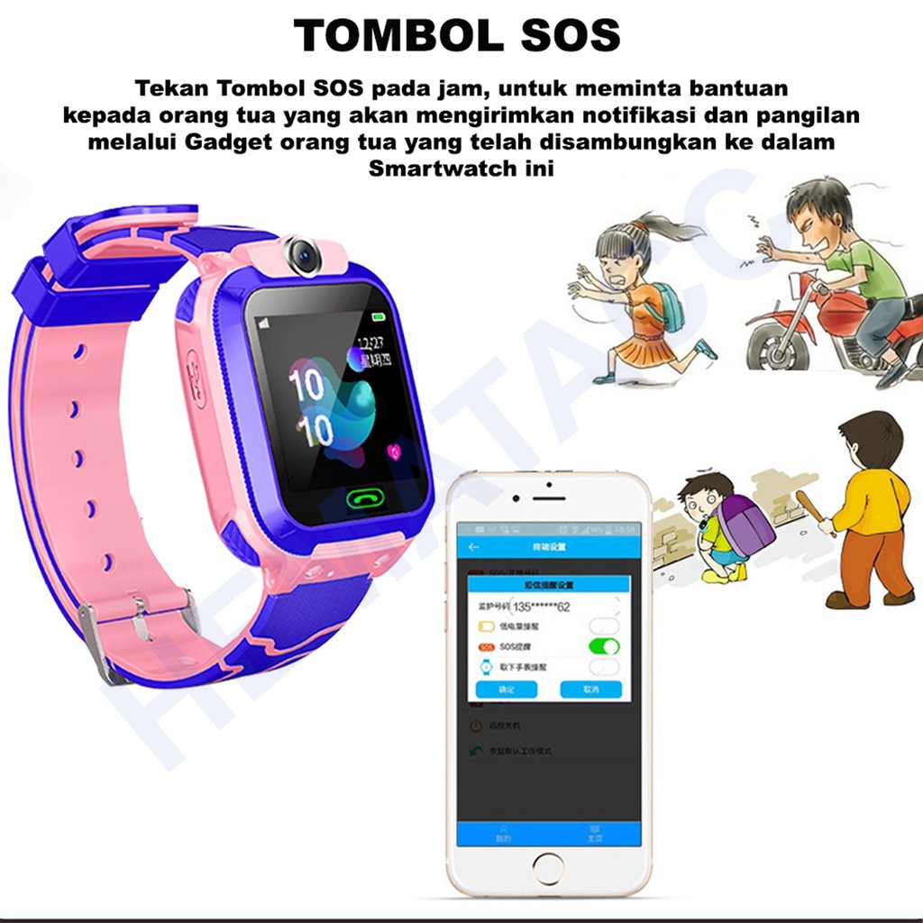 Jam Tangan Anak Pintar Z6 &amp; Q12 Anti Air Pelacak GPS LBS Smartwatch Anak Pesaing Imo Aimo Z6