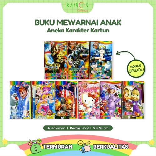 Buku Mewarna (Gratis 1 Spidol Warna) Buku Warna Anak Spidol