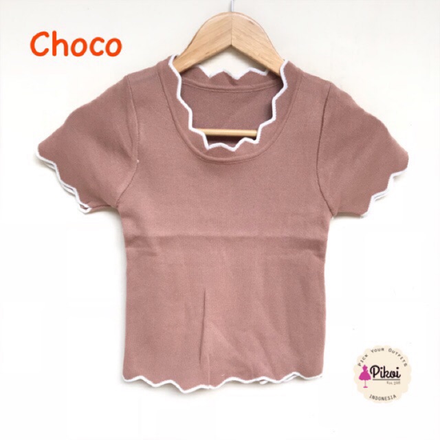 Kaos knit murah / kaos rajut hitam / kaus putih cewek / baju rajut cewek polos / atasan rajut 1692