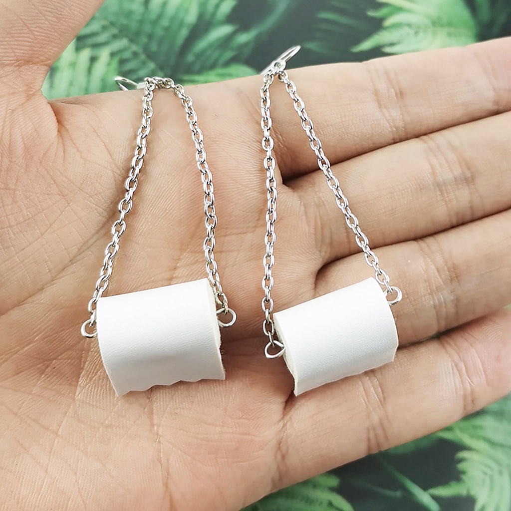 Hu Hu Hu Hu Hu Alat Bantu Pasang Kacamata♡ Anting Bentuk Toilet Roll Bahan Kulit Imitasi Untuk Wanita