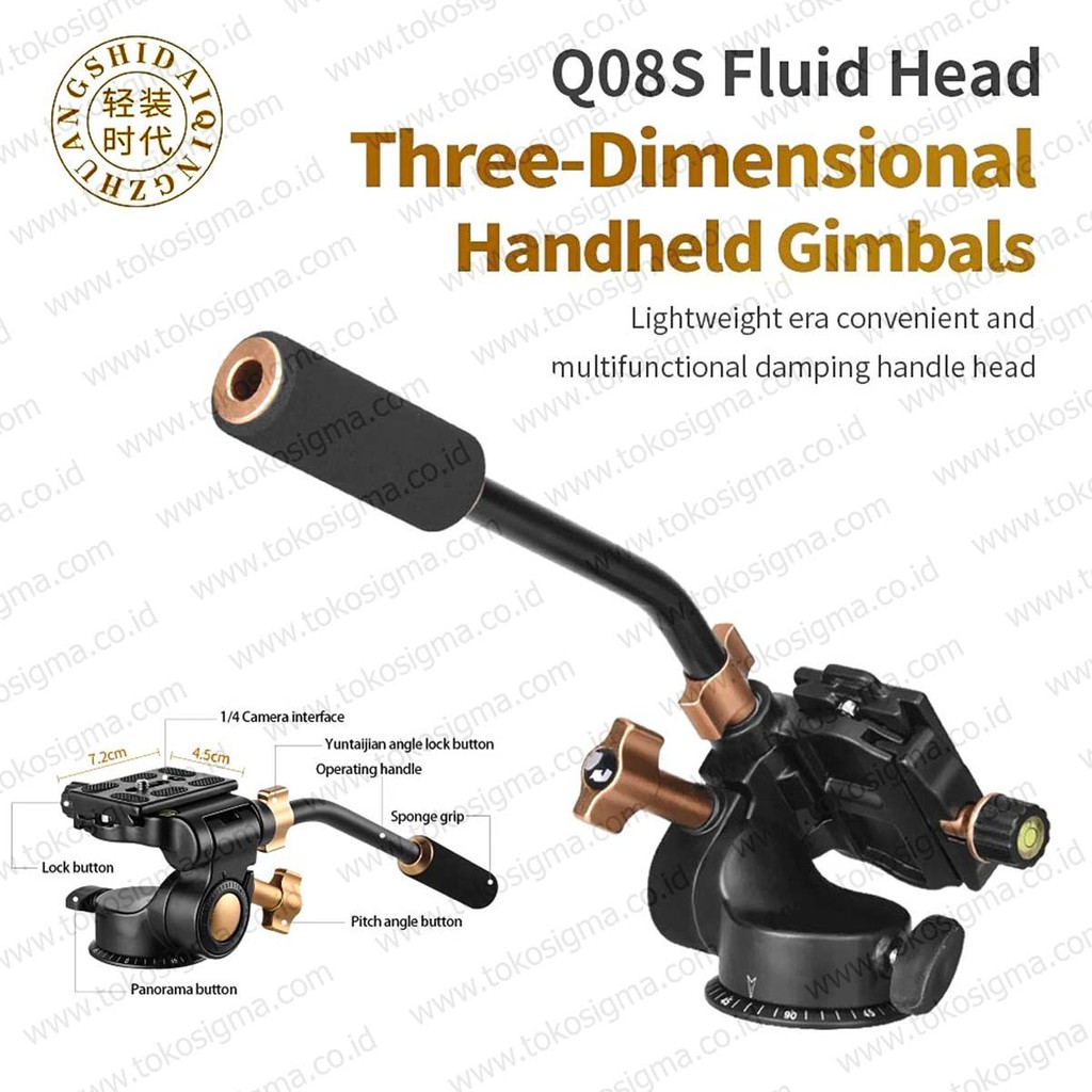 BallHead 3 way Fluid Video Tripod PAN TILT Rocker Arm Handle BEIKE QZSD Q08S DSLR Camera