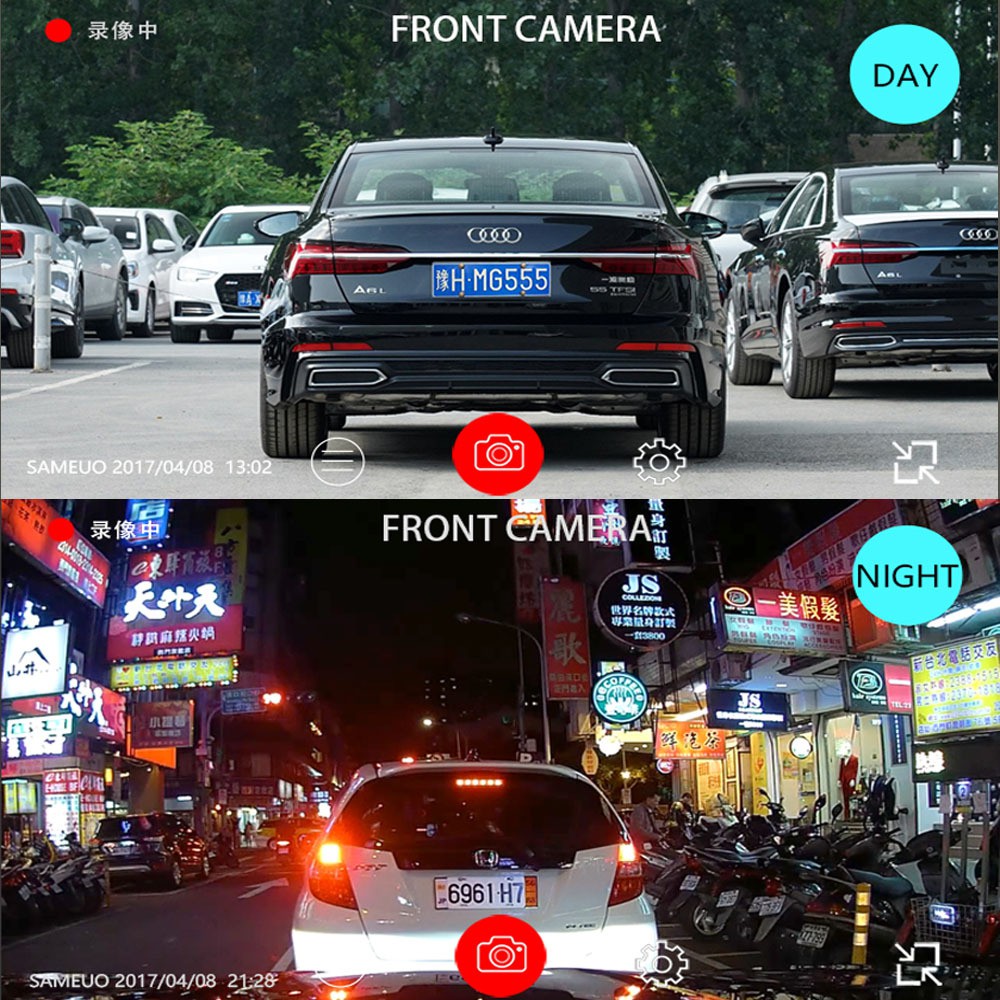 layar lebar Mobil DVR lensa ganda kaca spion kamera Dash Perekam Video Mobil