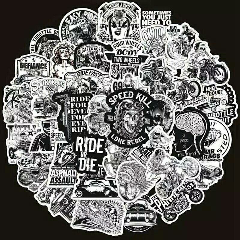 Sticker Biker gothic bw