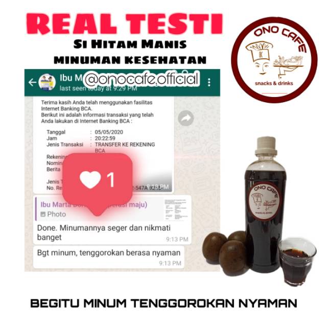 MINUMAN KESEHATAN &quot;SI HITAM MANIS&quot; BY ONO CAFE 1LT SIAP MINUM IMMUNE BOOSTER MEREDAKAN PANAS DALAM