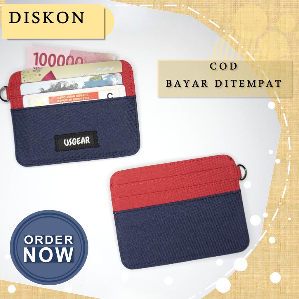 Dompet Kartu Tipis Card Wallet Simple Wallet Pria Wanita - Merah Navy UGSW0013