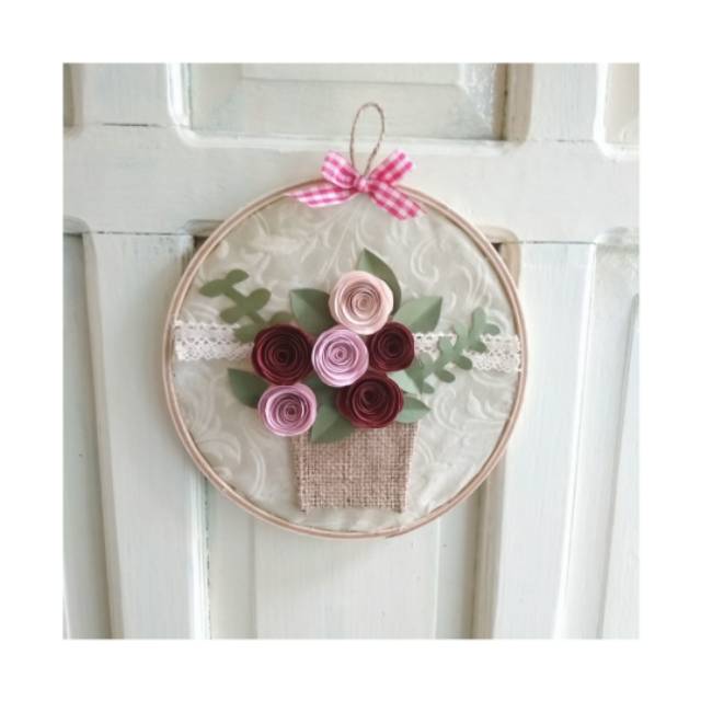 WREATH Hand Made Paper flower / HOOP ART / Hiasan Dinding / Dekorasi Rumah
