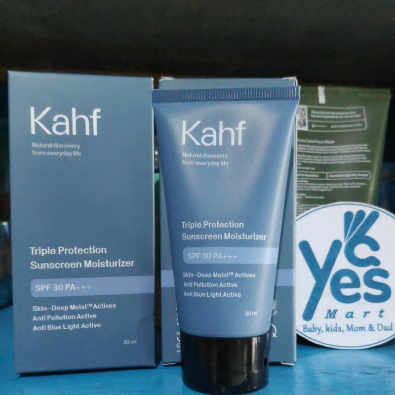 Kahf Sunscreen Cowok Triple Protection 30ml Pelembab Wajah Muka Laki Men Pria Moisturizer SPF 30 PA +++ Anti Pollution Active Blue Light Active