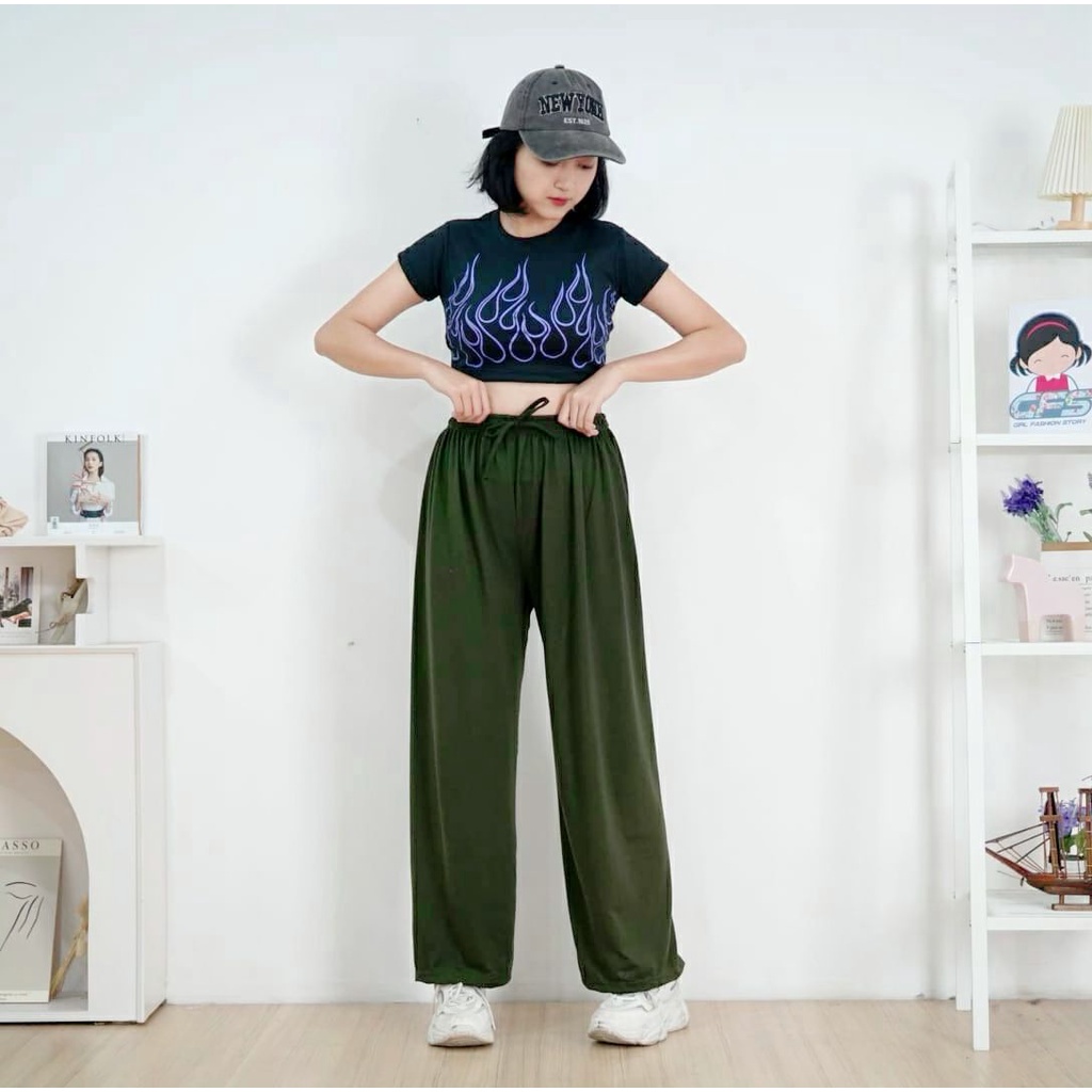 BEFAST - ZFS OOTD Wanita Celana Panjang ACIKA / RILEY COMFY KULOT NYAMAN FULL KARET / Celana Panjang Wanita / Celana Kulot Banyak Warna / Kulot Terlaris / Celan Trendy / Celana Panjang Kulot Viral Di TikTok