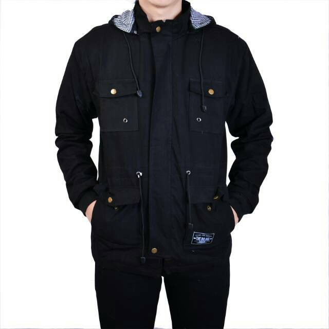 JAKET PARKA PRIA MODEL 5 SAKU KANVAS HITAM COKLAT GREY MERAH KOMBINASI