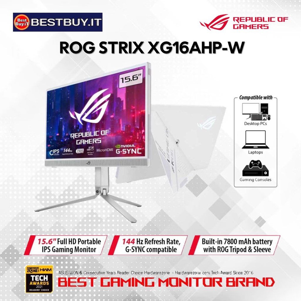 ASUS ROG Strix XG16AHP-W Portable 144Hz Gaming Monitor