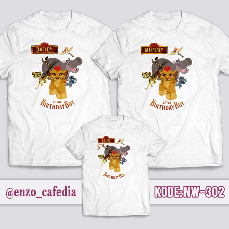 Baju Ultah | Baju Couple | Baju Couple Keluarga | Kaos Motif Lion King NW 302 | Gratis Custom | Kaos