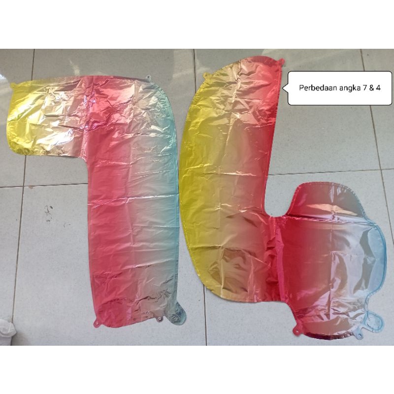 Balon Foil Angka Jumbo Pelangi Ukuran -+80cm tanpa mahkota