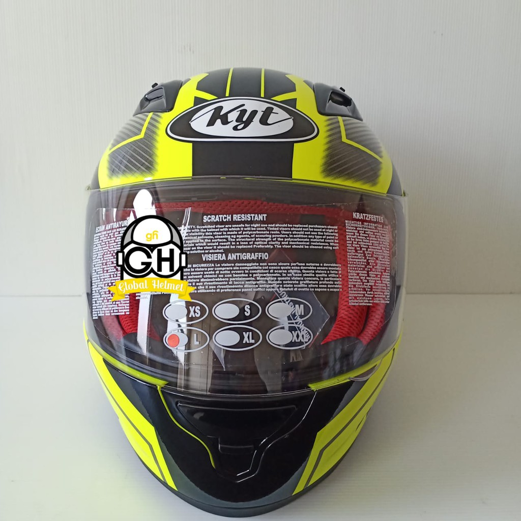 HELM FULL FACE KYT RC7 RC-7 RC SEVEN MOTIF #18 YELLOW FLO BLACK