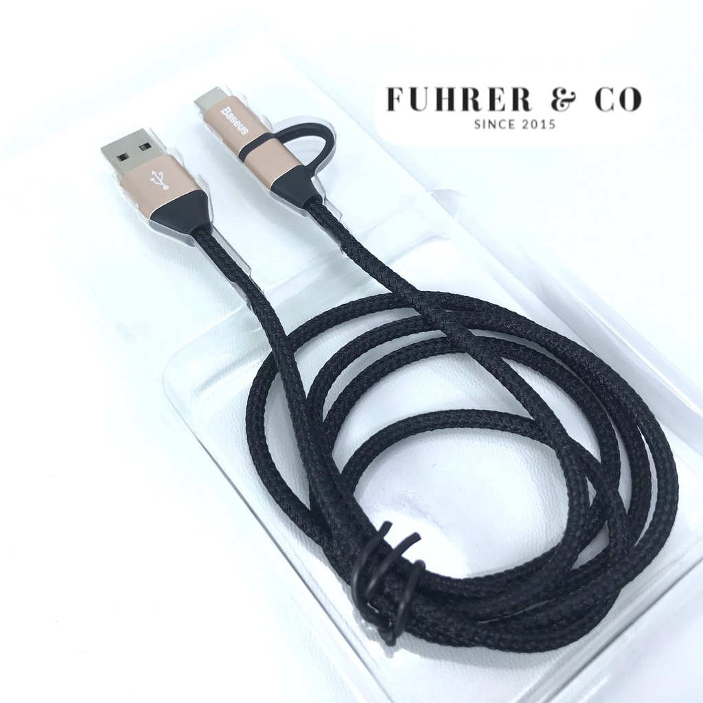 Baseus Yiven Kabel Data 2in1 Micro USB Plus USB TYPE C Original