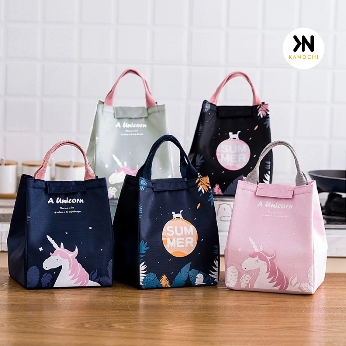 Tas Bekal Lunch Box Set Cooler Bag Unicorn Kotak Makan Termos Panas