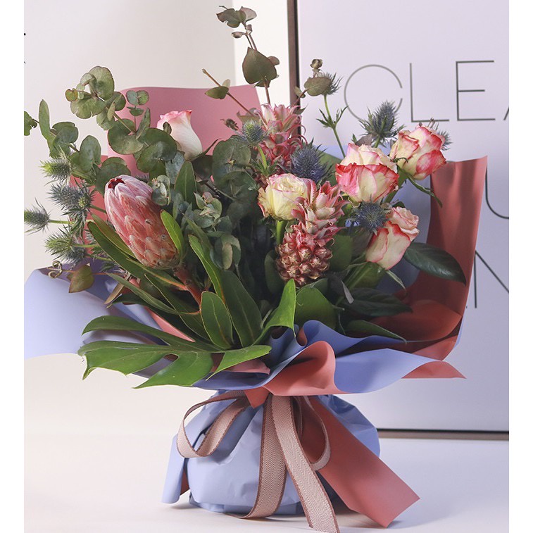 KB02 FLOWER WRAPPING KOMBINASI 2 WARNA CELLOPHANE WATERPROOF KERTAS BUKET BUNGA [1KG=108 PCS]