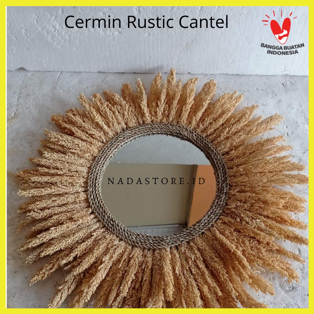 Home Decor Cermin Bunga Cantel / Walldecor Rayung Cantel / Deco Rustic Diameter 70 cm FREE PACKING KAYU