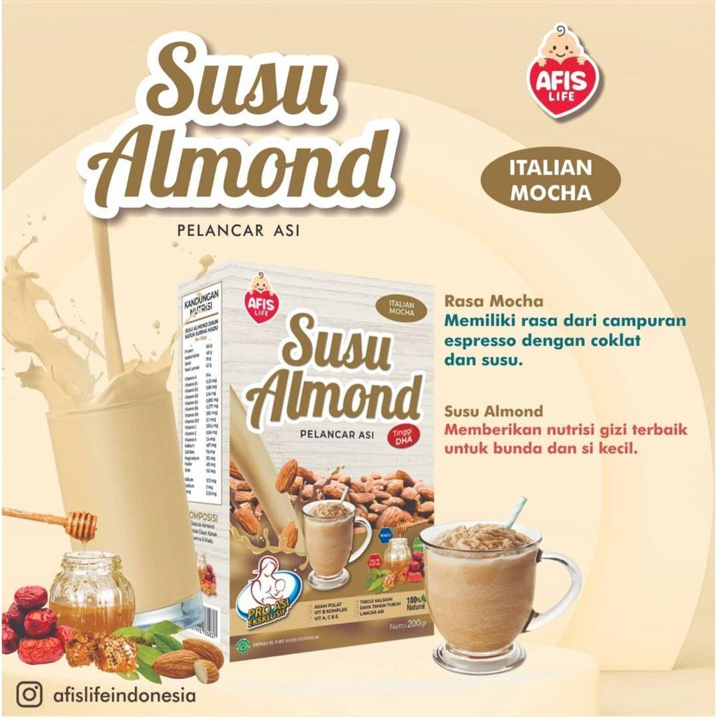 AFIS LIFE Susu Almond Booster ASI PELANCAR ASI 200gr SUSU UNTUK BUSUI MELANCARKAN ASI kacang almond