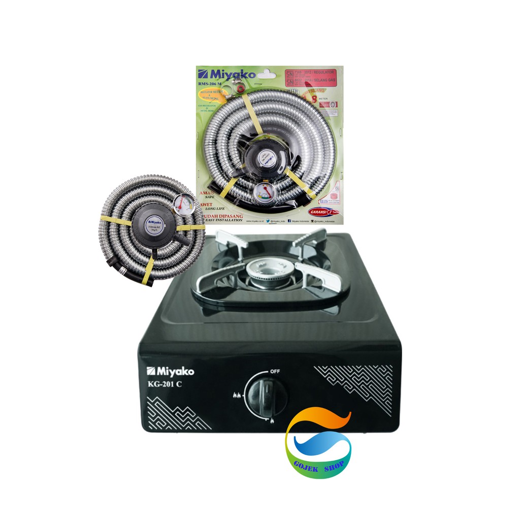 Paket Kompor Murah Miyako 1Tungku KG 201 C+Regulator+Selang Miyako ORI