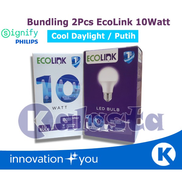 Bundling 2pcs Lampu ECOLINK LED 10 Watt 10Watt 10 W 10W Putih (Gratis Kardus Pelindung)